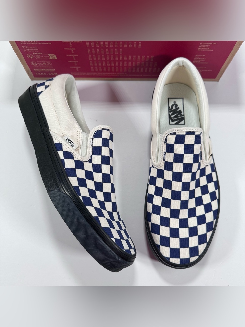 Vans Classic Slip-On Checkerboard Deep Twilight Sneakers Men 9.5 Women 11